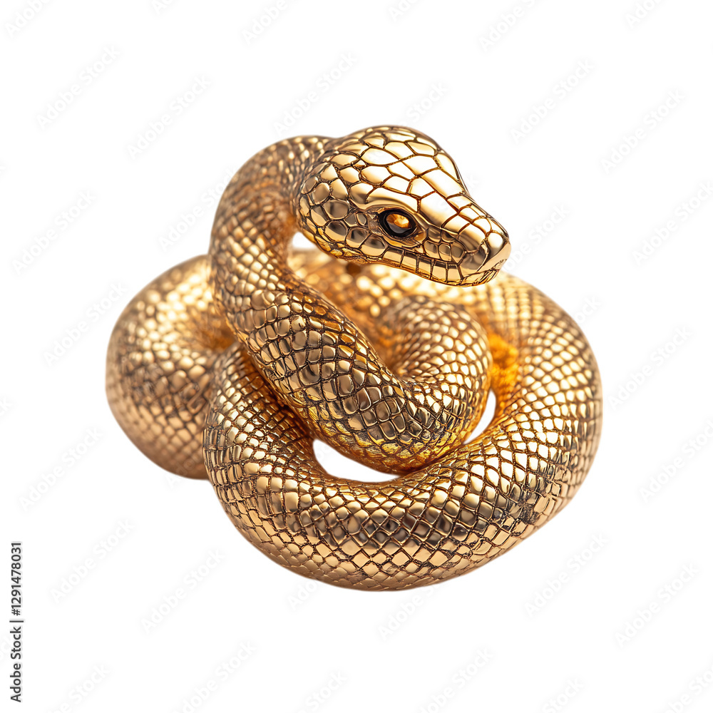 Obraz premium Golden Chinese Zodiac Snake Charm Isolated on Transparent Background