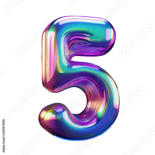 Wallpaper Mural Holographic number five with a shiny finish Torontodigital.ca