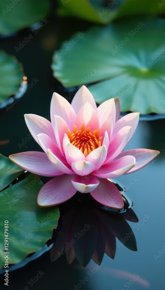 Soft water lily petals and delicate ripples in the water, waterpainting, serenity, softfocus