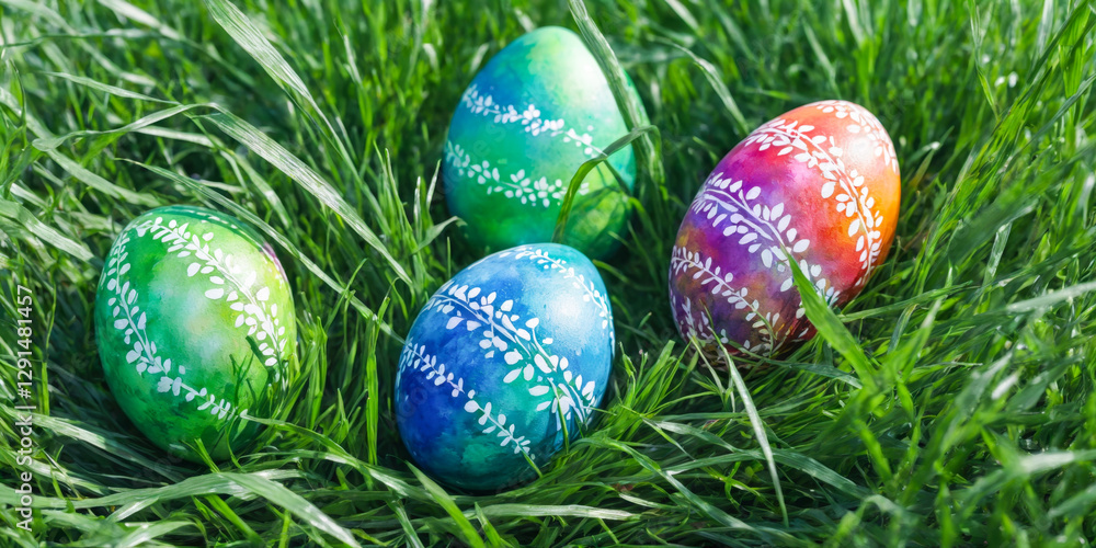 Colorful Easter Eggs Hidden in the Grass Colorful Easter Eggs Hidden in the Grass