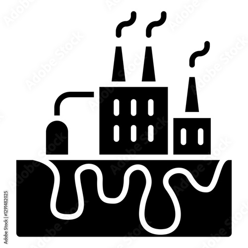 Water pollution icon in glyph style