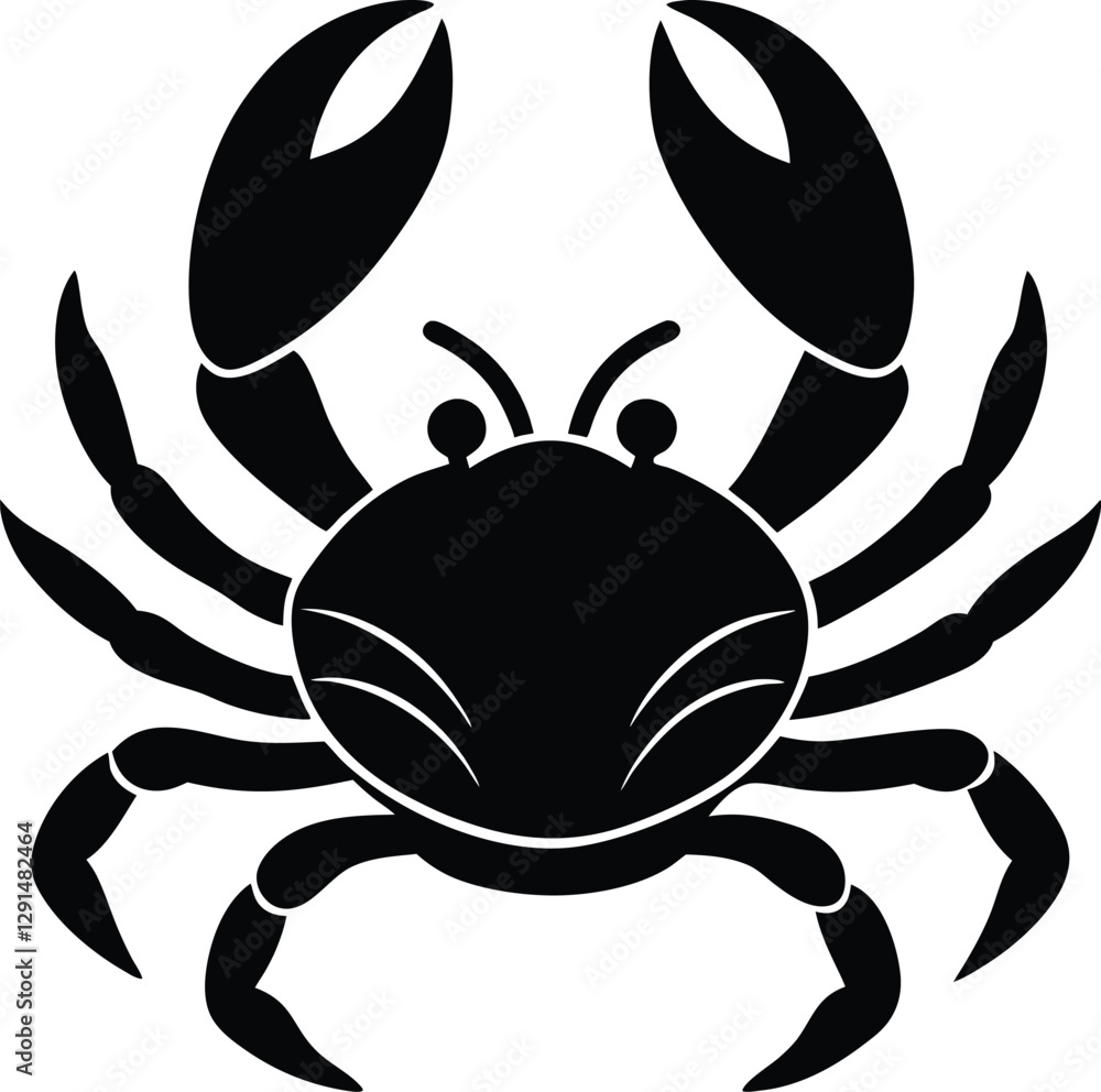 Crab Silhouette Vector Illustration for Marine and Coastal Design Projects