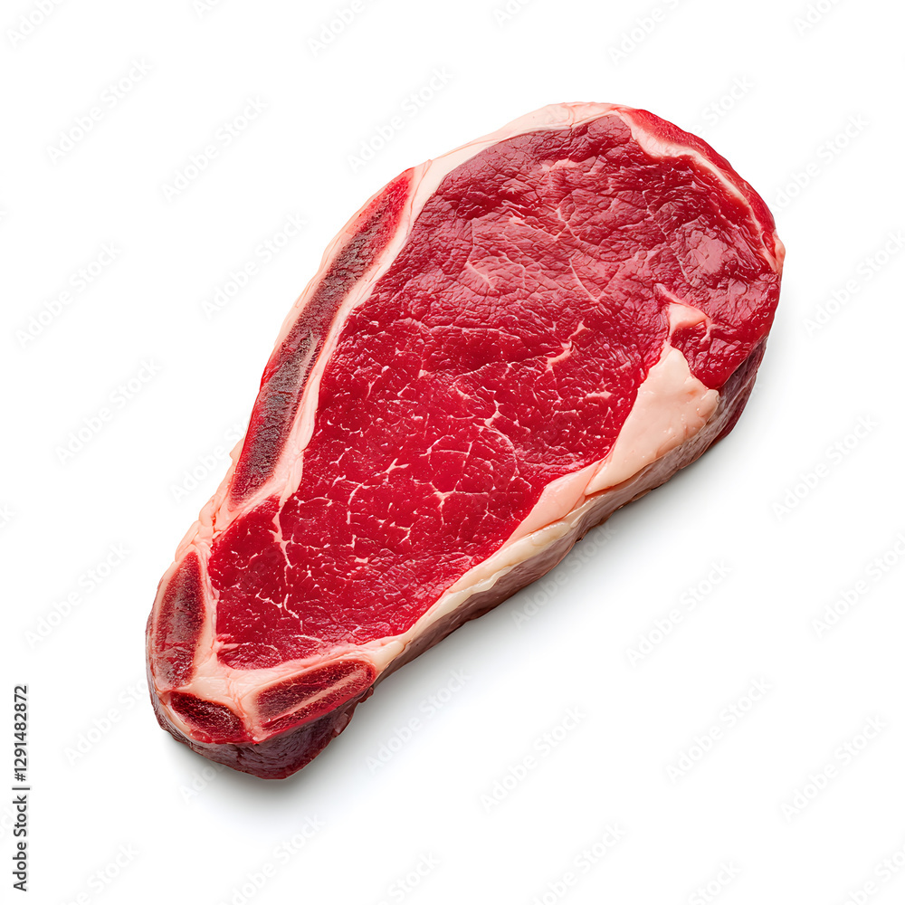 Fototapeta premium Fresh raw beef ribeye steak top view isolated on white background
