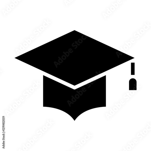 Graduation hat, mortarboard icon in glyph style
