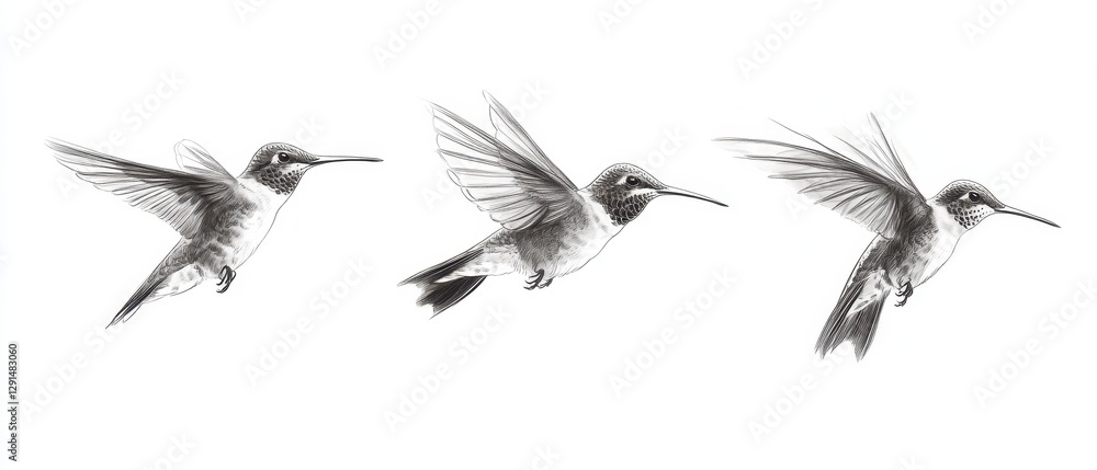 Fototapeta premium Hummingbird in flight showcasing intricate details against a soft background