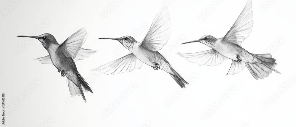 Fototapeta premium Hummingbird in flight showcasing intricate details against a soft background