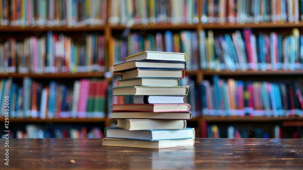 Stack of Books in a Library, Knowledge and Learning Stack of Books in a Library, Knowledge and Learning