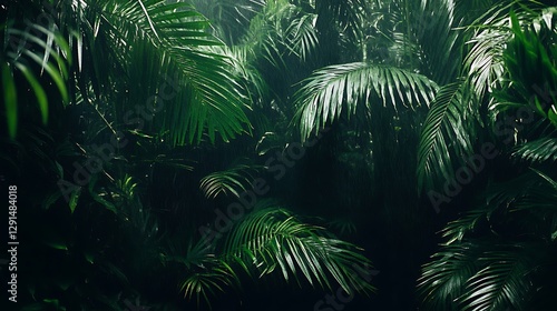 Wallpaper Mural Lush Green Palm Leaves Illustrate A Dense Tropical Rainforest Scene Torontodigital.ca