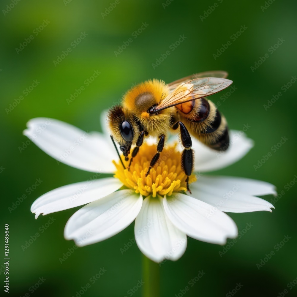 Bee's fuzzy body dusted with pollen, head deep in delicate white flower , wildflower, wildlife photography Bee's fuzzy body dusted with pollen, head deep in delicate white flower , wildflower, wildlife photography