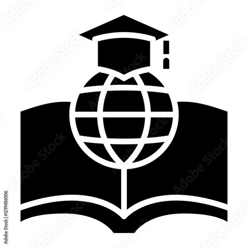 Study aboard icon in glyph style