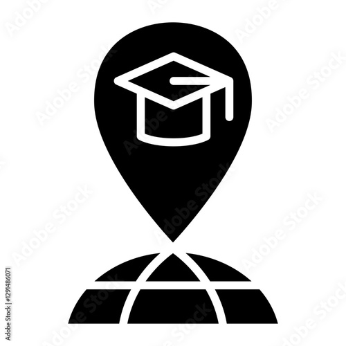 Study aboard icon in glyph style