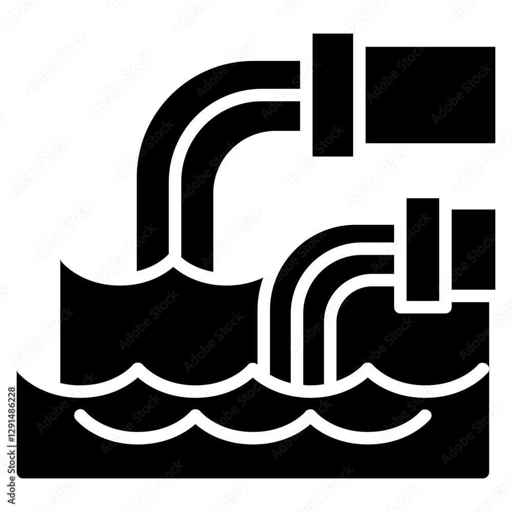 Obraz premium Water pollution icon in glyph style