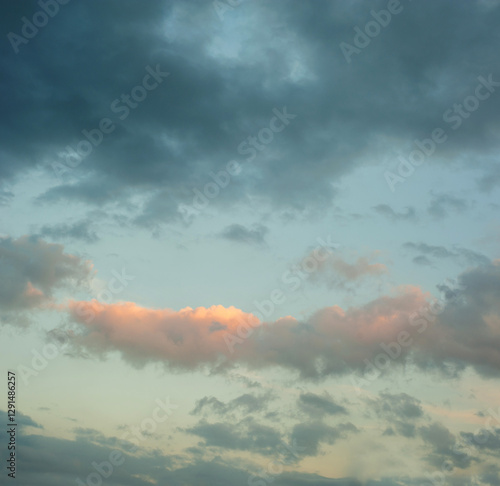 beautiful sky with clouds at sunset, pink shades, background