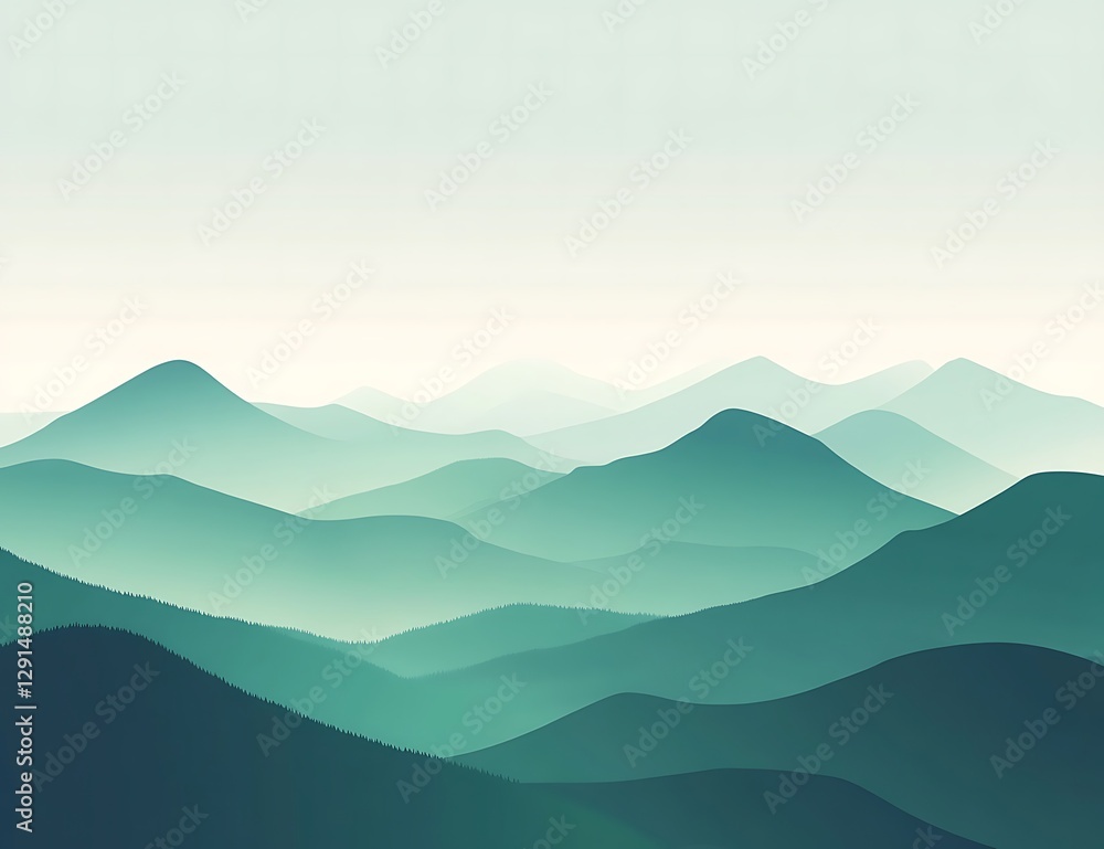 A serene minimalist illustration of green mountains featuring clean lines and subtle gradients. The calming color tones create a tranquil atmosphere, perfect for evoking peace and simplicity. A serene minimalist illustration of green mountains featuring clean lines and subtle gradients. The calming color tones create a tranquil atmosphere, perfect for evoking peace and simplicity.