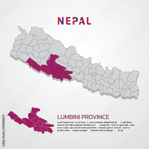 nepal map infographic template with district presentation lumbini province