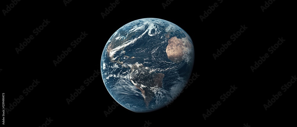 Earth viewed from space showcasing its blue oceans and diverse landforms Earth viewed from space showcasing its blue oceans and diverse landforms