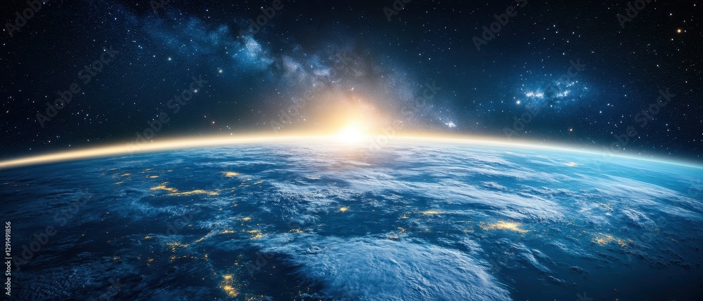 Fototapeta premium Earth viewed from space showcasing its blue oceans and diverse landforms