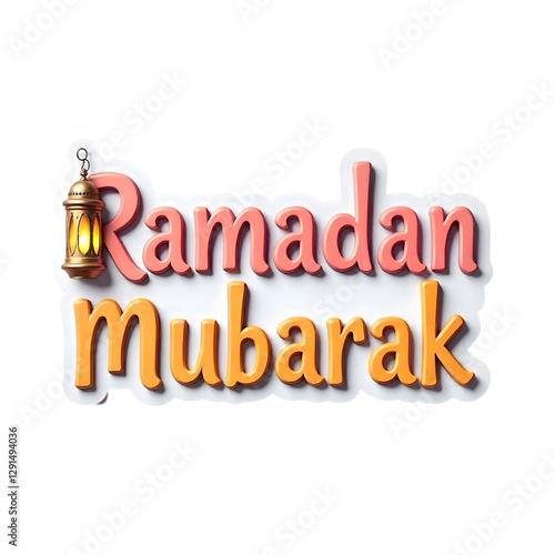 Ramadan Mubarak sticker written in bright colors