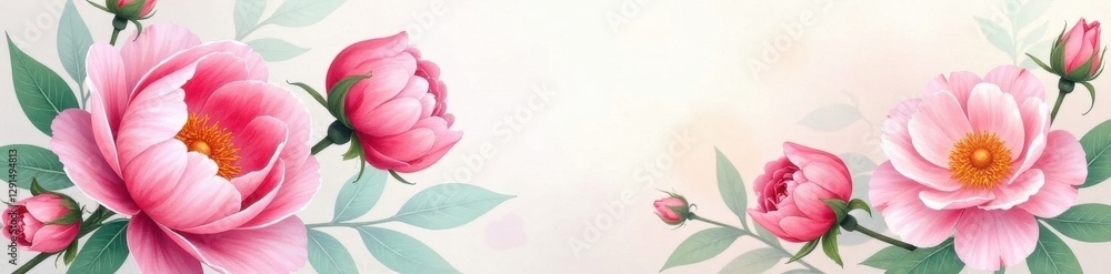 Delicate watercolor roses & peonies, soft hues , design, bright Delicate watercolor roses & peonies, soft hues , design, bright
