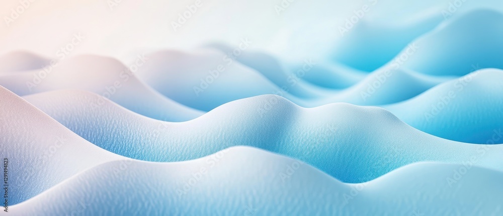 Contemporary abstract wall design showcasing flowing waves of blue and white tones in a modern interior space Contemporary abstract wall design showcasing flowing waves of blue and white tones in a modern interior space
