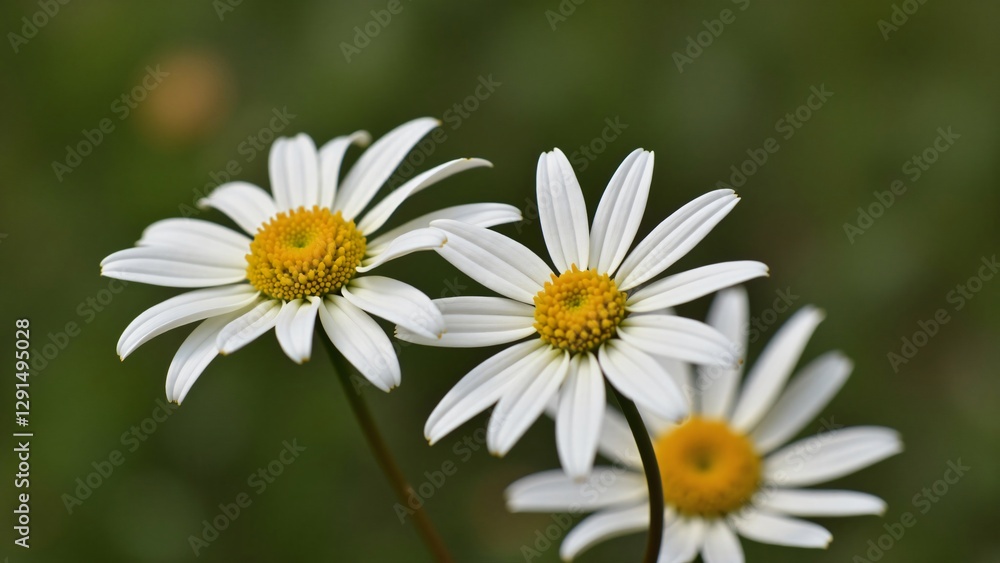 Three Daisies in Soft Focus, Summer Meadow Bloom Three Daisies in Soft Focus, Summer Meadow Bloom