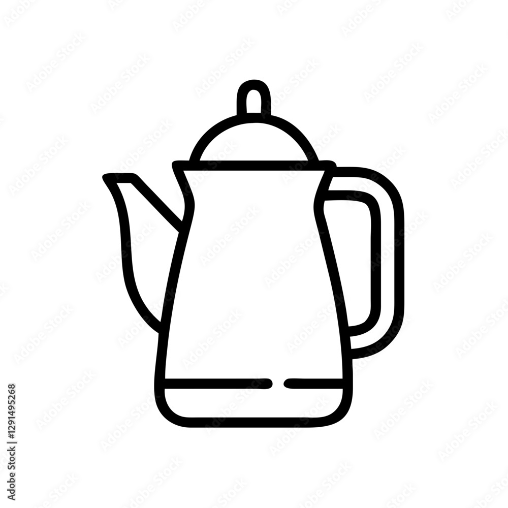 Obraz premium Simple black vector icon of a kettle, symbolizing tea preparation and kitchenware