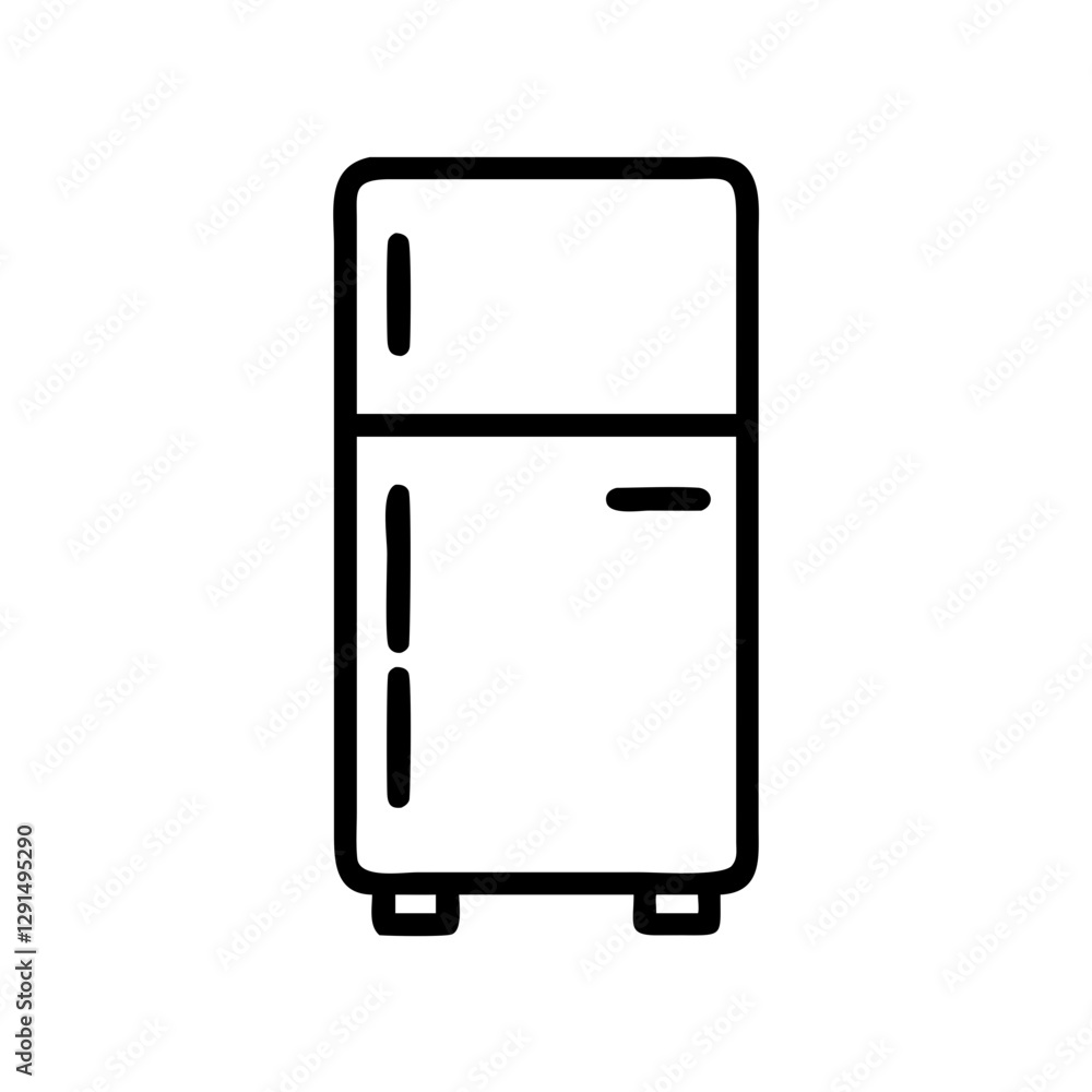 Simple black vector icon of a refrigerator, representing food storage and kitchen appliance
Simple black vector icon of a refrigerator, representing food storage and kitchen appliance