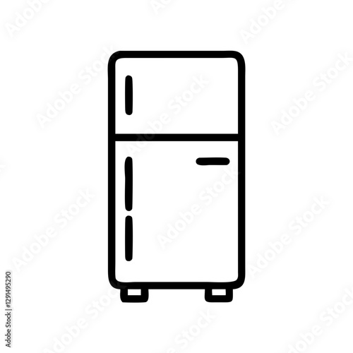 Simple black vector icon of a refrigerator, representing food storage and kitchen appliance
