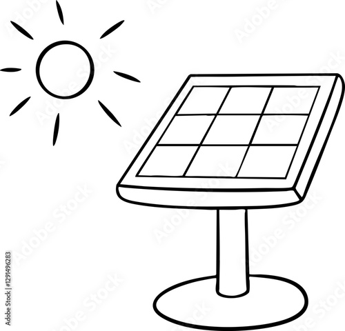 Sustainable Living: Eco-Friendly concept. Solar panel absorbing sunlight for energy generation.