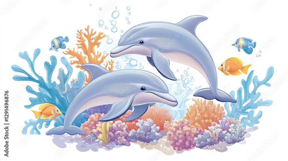 Obraz premium Dolphins Playing Underwater