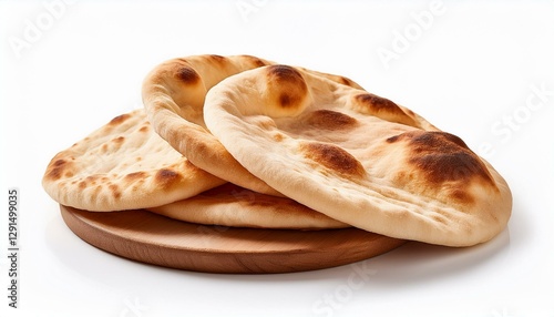 fresh pita bread close up isolated on white background