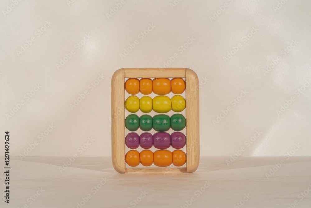Colorful abacus showcases vibrant beads in structured design, pr Colorful abacus showcases vibrant beads in structured design, pr