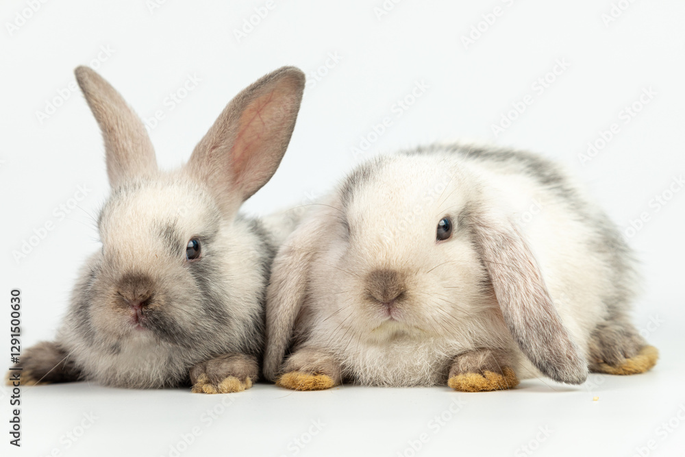 Baby bunny easter fluffy rabbits posing on white nature background on sunny day, Lovely mammal with beautiful bright eyes in nature life. Symbol animal of easter day. Healthy rabbit in many colours. Baby bunny easter fluffy rabbits posing on white nature background on sunny day, Lovely mammal with beautiful bright eyes in nature life. Symbol animal of easter day. Healthy rabbit in many colours.