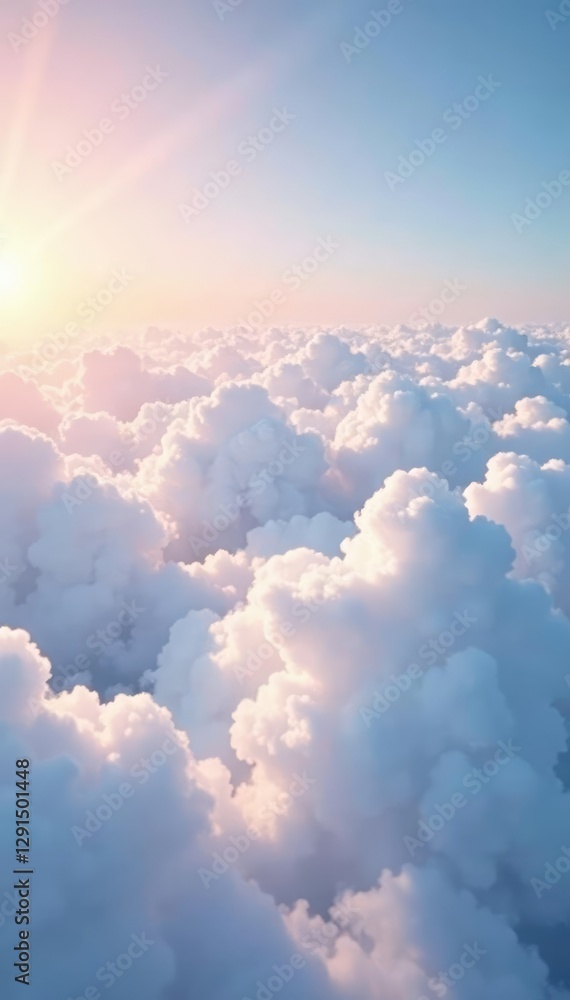 Soft white clouds drift lazily across the sky, soft, gentle Soft white clouds drift lazily across the sky, soft, gentle