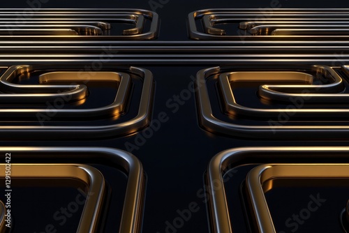 Intertwined metallic shapes create captivating illusion of depth