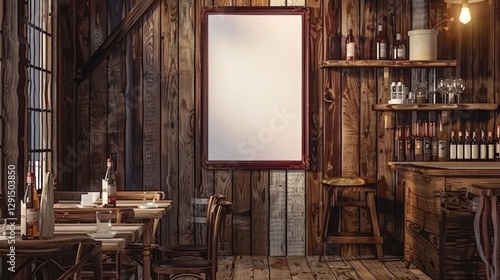 Rustic Wooden Bar Interior Design Mockup