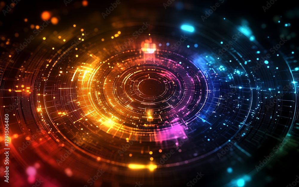 Abstract circular graphic design, glowing rings, vibrant colors. Possible use Background design Abstract circular graphic design, glowing rings, vibrant colors. Possible use Background design