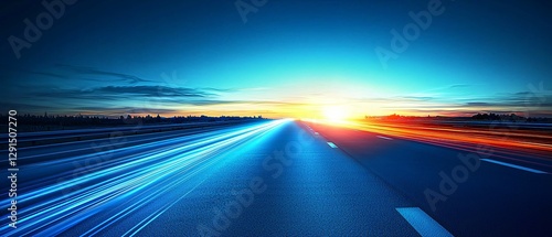 Sunset highway speed, asphalt road, journey