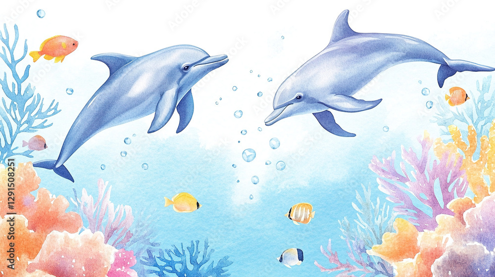 Fototapeta premium Dolphins Playing Underwater