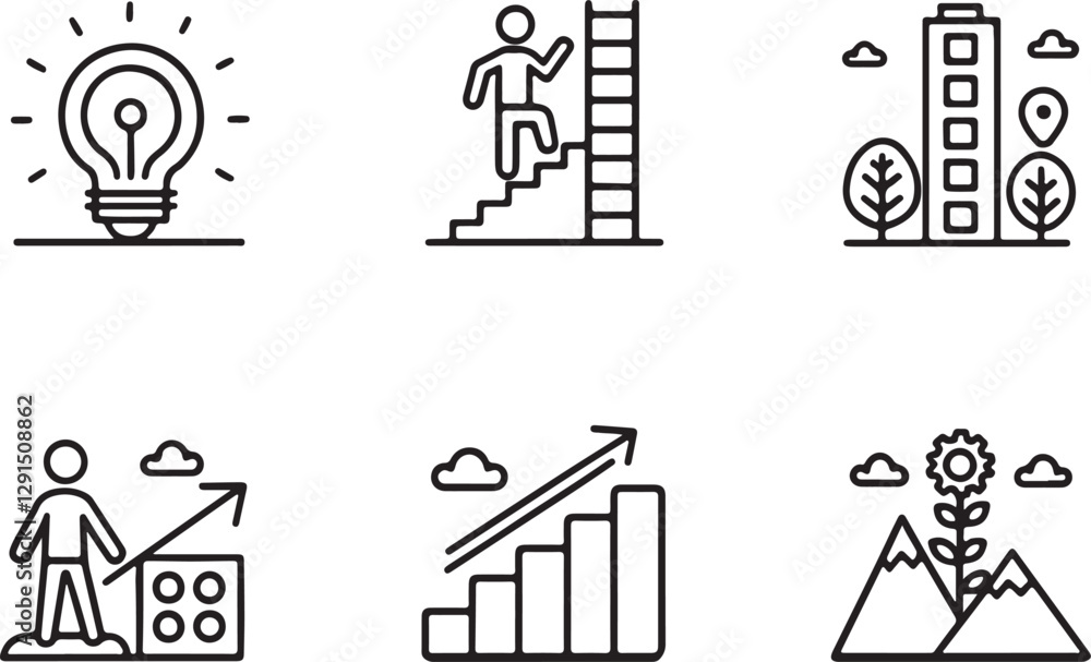 Fototapeta premium Position vector illustration icons set. Ranking icon in flat outline and editable stroke line art.