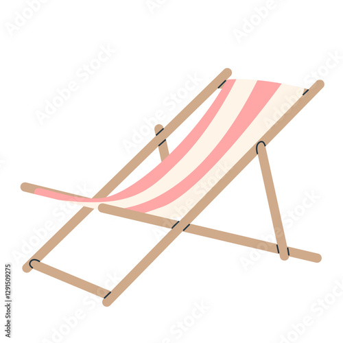 Pink sun lounge in flat style isolated on white background. Summer vector clipart.
