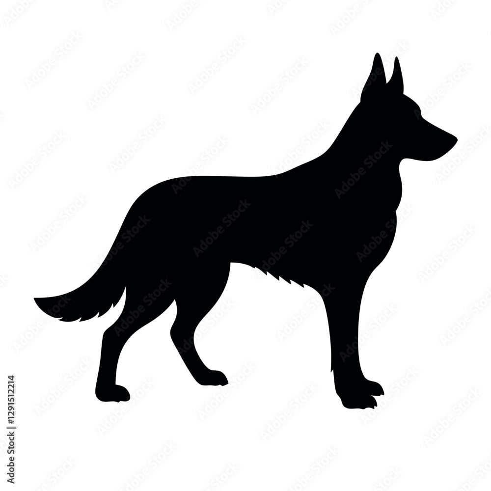 A standing pose vector silhouette, isolated white background A standing pose vector silhouette, isolated white background