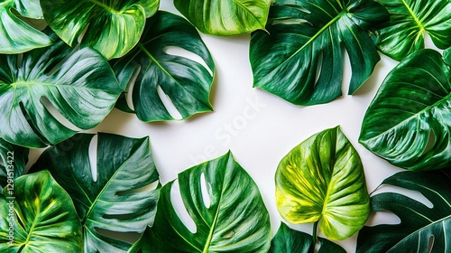 Wallpaper Mural Tropical leaves frame, white background, nature design Torontodigital.ca
