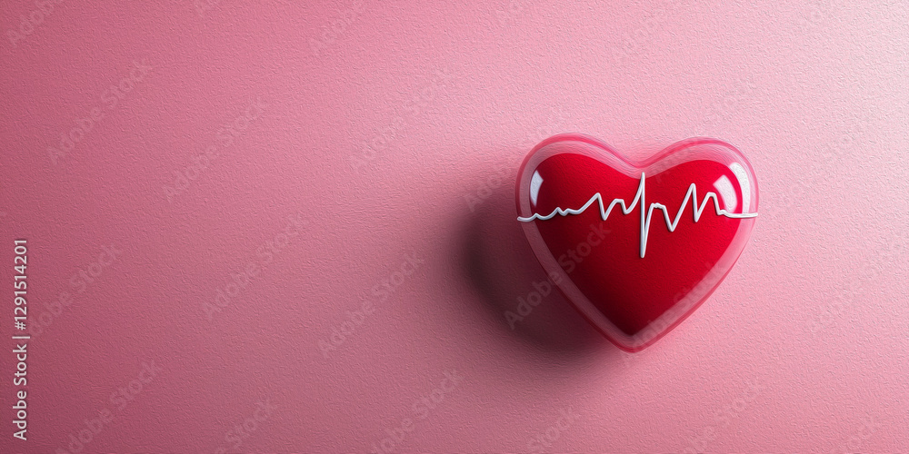 Heartbeat of Love: A Red Heart on Pink, Symbolizing Passion and Connection Heartbeat of Love: A Red Heart on Pink, Symbolizing Passion and Connection
