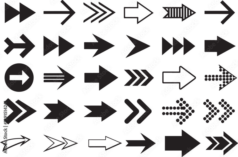 Perfect Arrow icon set. Vector Arrow and Pointer silhouette collection isolated on white background. Perfect Arrow icon set. Vector Arrow and Pointer silhouette collection isolated on white background.
