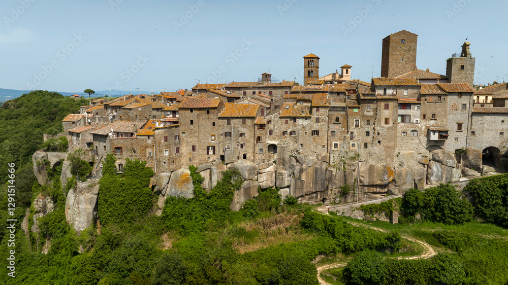 Aerial view of the historic center of Vitorchiano, located in the province of Viterbo, Italy. Aerial view of the historic center of Vitorchiano, located in the province of Viterbo, Italy.