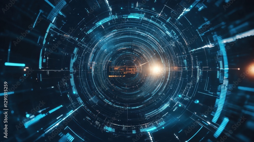 High-tech motion graphics concept, futuristic digital animation,