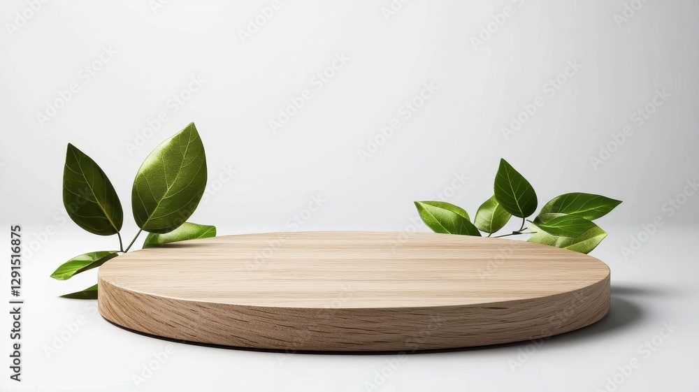 Eco-Friendly Sustainability Zero Waste & Conservation. Wooden platform with green leaves, minimalistic and natural aesthetic. Eco-Friendly Sustainability Zero Waste & Conservation. Wooden platform with green leaves, minimalistic and natural aesthetic.