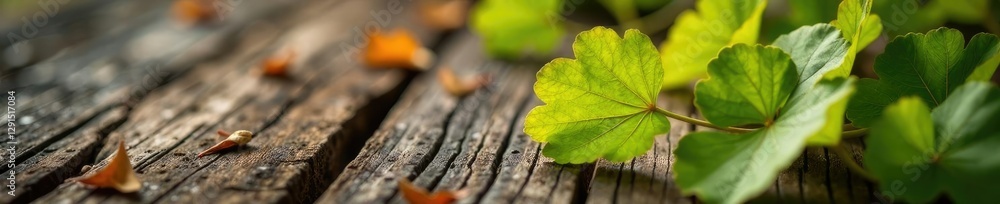 Ginkgo biloba leaves on a rustic wooden table, autumn, rustic Ginkgo biloba leaves on a rustic wooden table, autumn, rustic