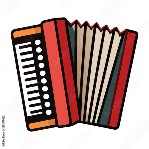 A vector illustration of Accordion Musical Instrument isolated on white background